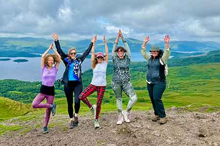 Hiking near Loch Lomond at the Body Flows yoga retreat