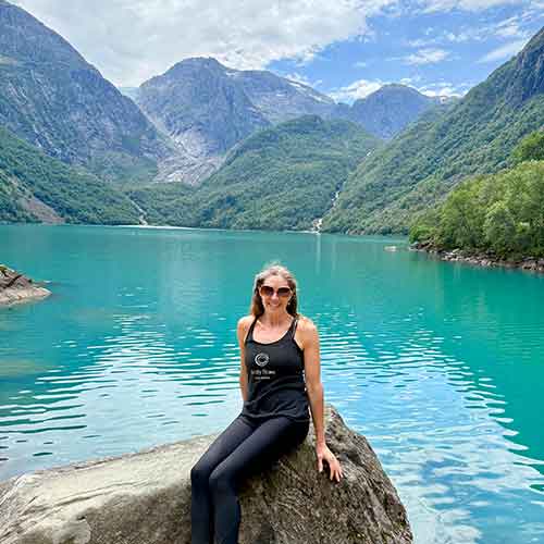 Glacier fjord lake in Norway at Body Flows yoga retreat