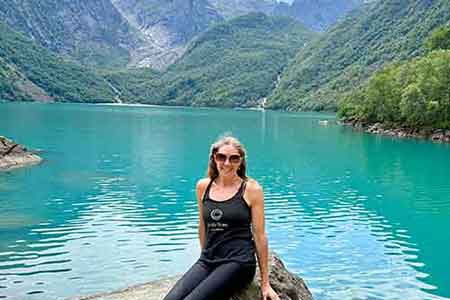 Glacier fjord lake in Norway at yoga retreat with Sally Mitchell